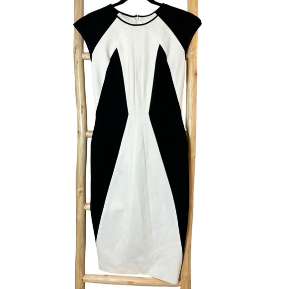 Kimora Lee Simmons black white color block cap sleeve sheath dress 4 NWT $795 - Picture 1 of 10
